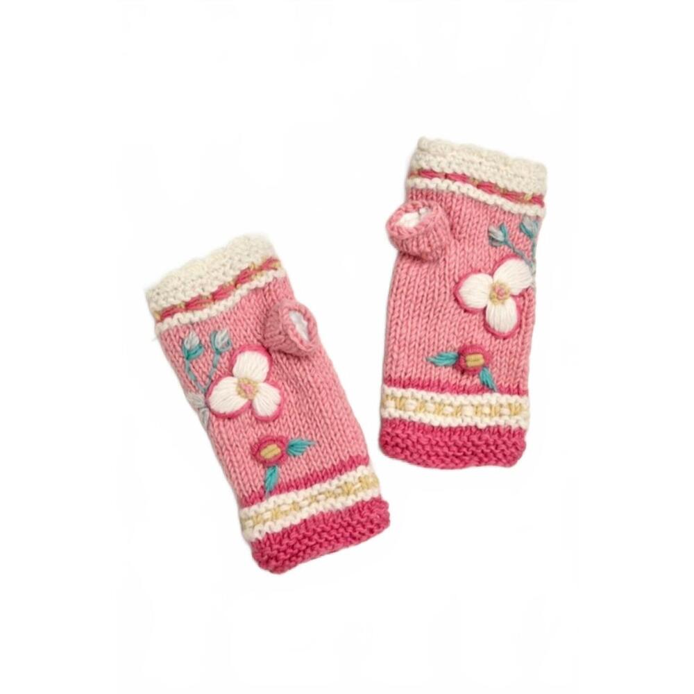 NEW BY MANY HANDS women's color block knit handwarmers in blush